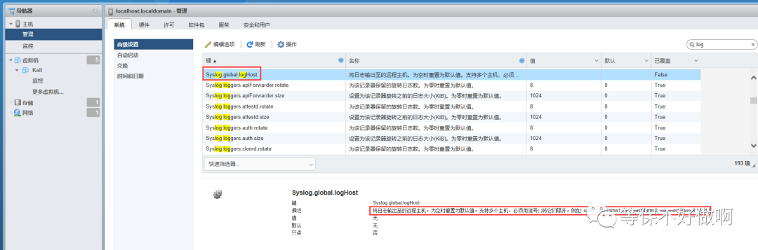 ESXi Syslog.global.logHost 界面对照