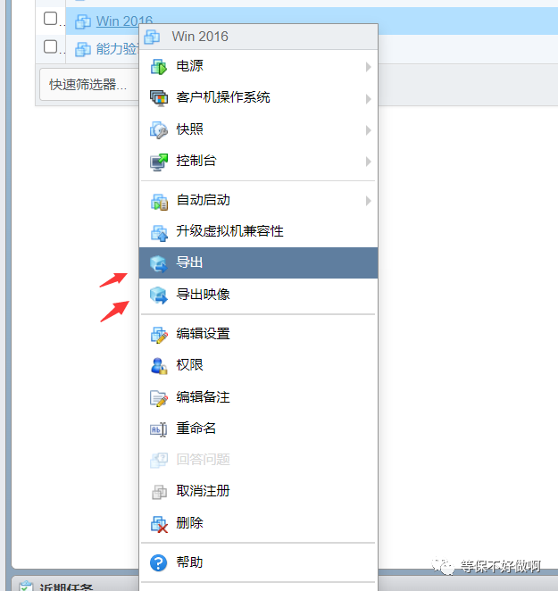 ESXi 虚拟机导出界面对照