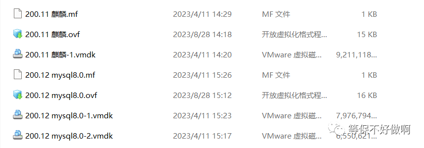 ESXi 导出文件清单界面对照
