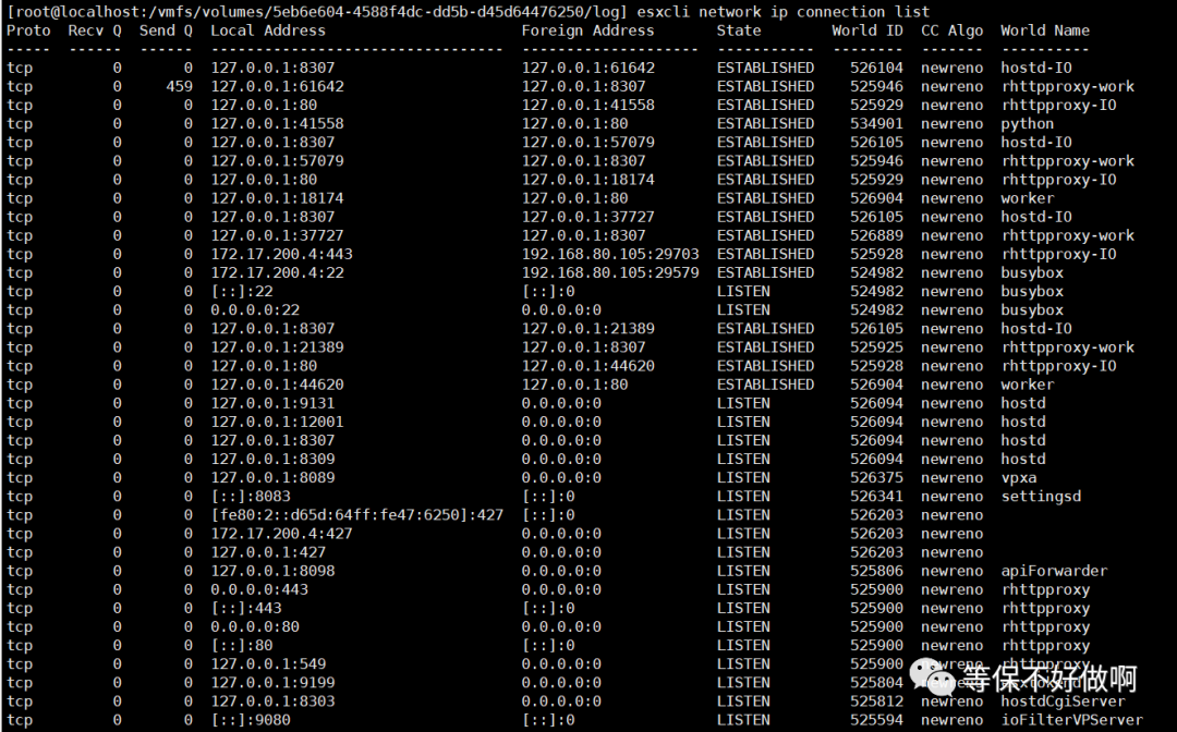 ESXi 端口连接列表界面对照