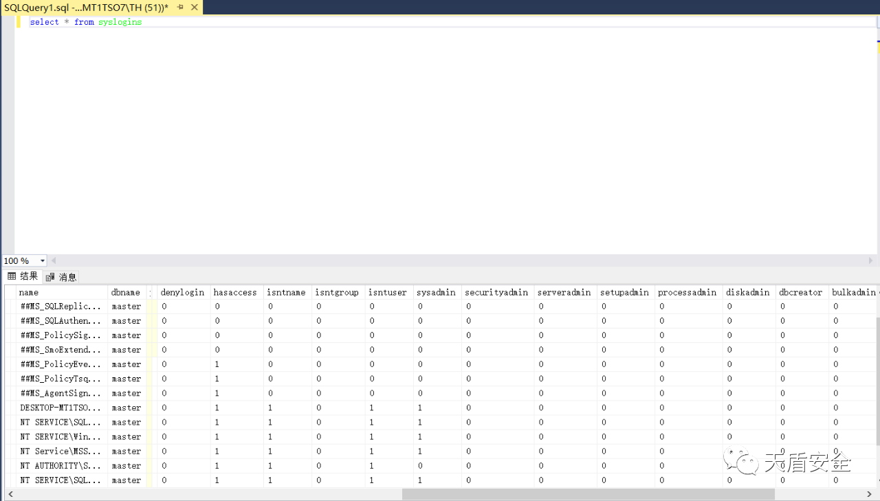 SQL Server 登录名与权限界面对照
