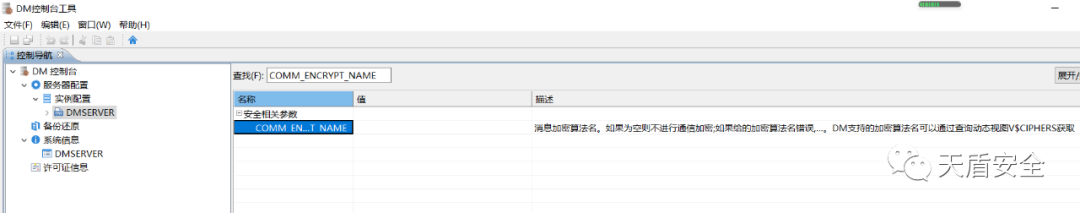 达梦通信加密参数核查界面对照