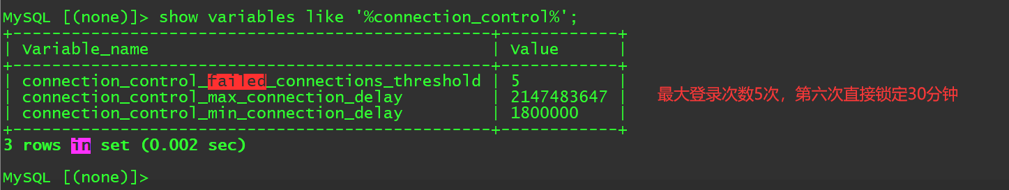 MySQL 连接控制插件查询结果